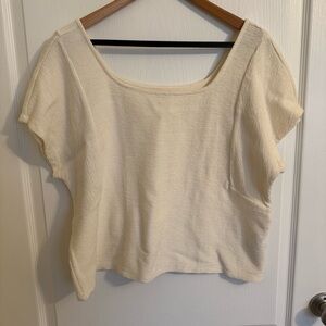 Madewell Ottoman Jacquard Square Neck Top, Cream Color